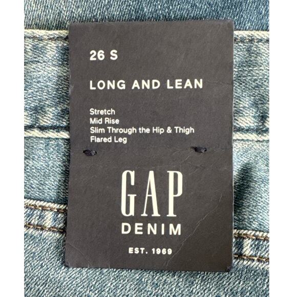 NWT GAP 1969 Mid Rise Long and Lean Jeans Medium Indigo Size 26 Short - Picture 6 of 14